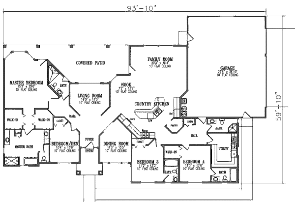 Adobe / Southwestern Floor Plan - Main Floor Plan #1-720