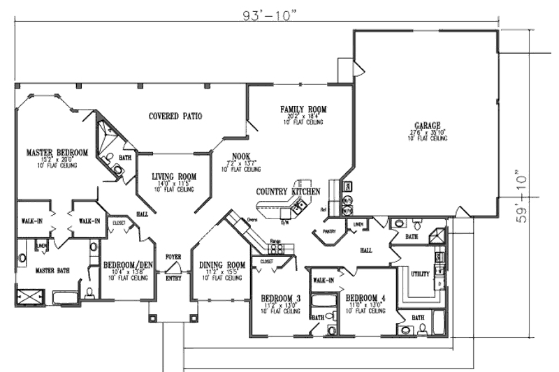 Dream House Plan - Floor Plan - Main Floor for Adobe / Southwestern House Plan #1-720 - 4 bed, 5 bath