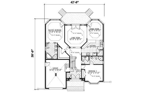 Floor Plan - Main Floor for European House Plan #138-248 - 2 bed, 2 bath