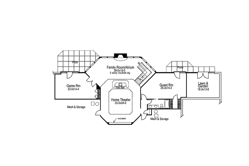Dream House Plan - Floor Plan - Lower Floor for Traditional House Plan #57-273 - 4 bed, 3.5 bath