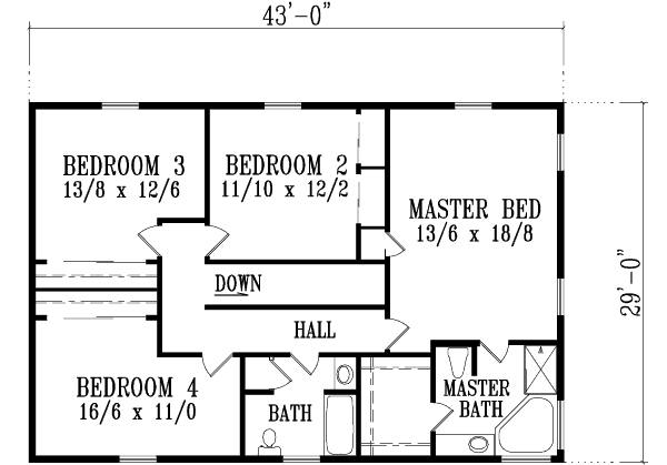 Country Floor Plan - Upper Floor Plan #1-1181