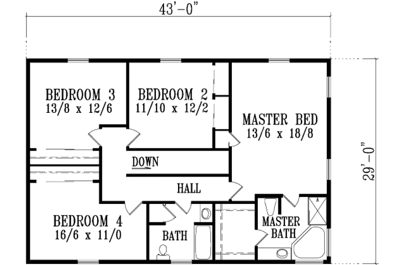 Dream House Plan - Floor Plan - Upper Floor for Country House Plan #1-1181 - 4 bed, 2.5 bath