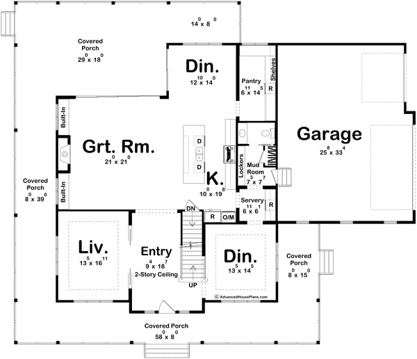 House Blueprint - Farmhouse Floor Plan - Main Floor Plan #455-682