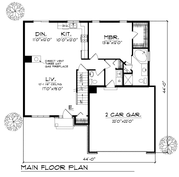 House Plan Design - Traditional Floor Plan - Main Floor Plan #70-166