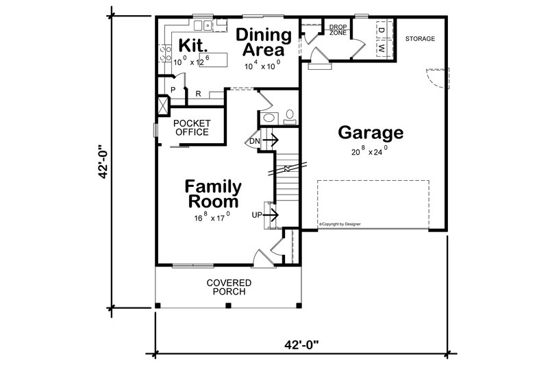 House Blueprint - Floor Plan - Main Floor for Traditional House Plan #20-2501 - 3 bed, 2.5 bath