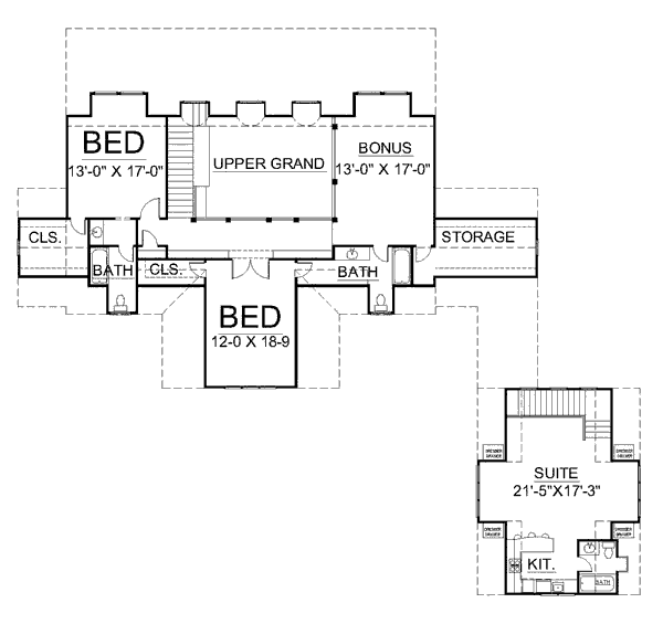 Home Plan - European Floor Plan - Upper Floor Plan #119-336
