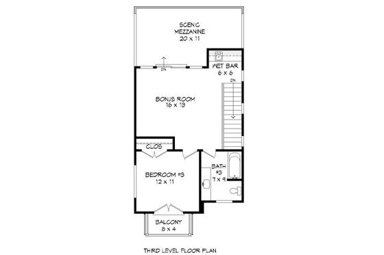 Floor Plan - Upper Floor 1 for Contemporary House Plan #932-243 - 3 bed, 3 bath