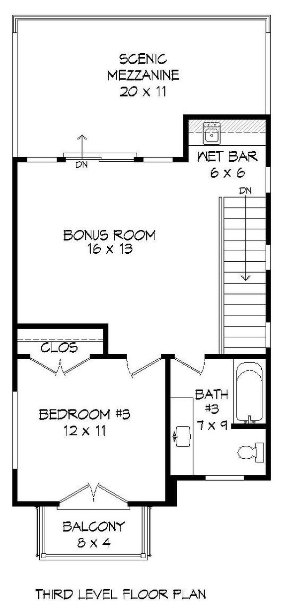 Contemporary Floor Plan - Upper Floor Plan #932-243