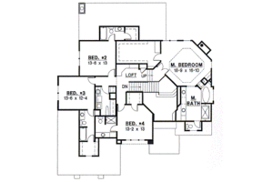 Floor Plan - Upper Floor for European House Plan #67-608 - 4 bed, 4.5 bath