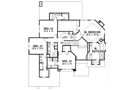 Floor Plan - Upper Floor for European House Plan #67-608 - 4 bed, 4.5 bath