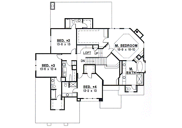 European Floor Plan - Upper Floor Plan #67-608