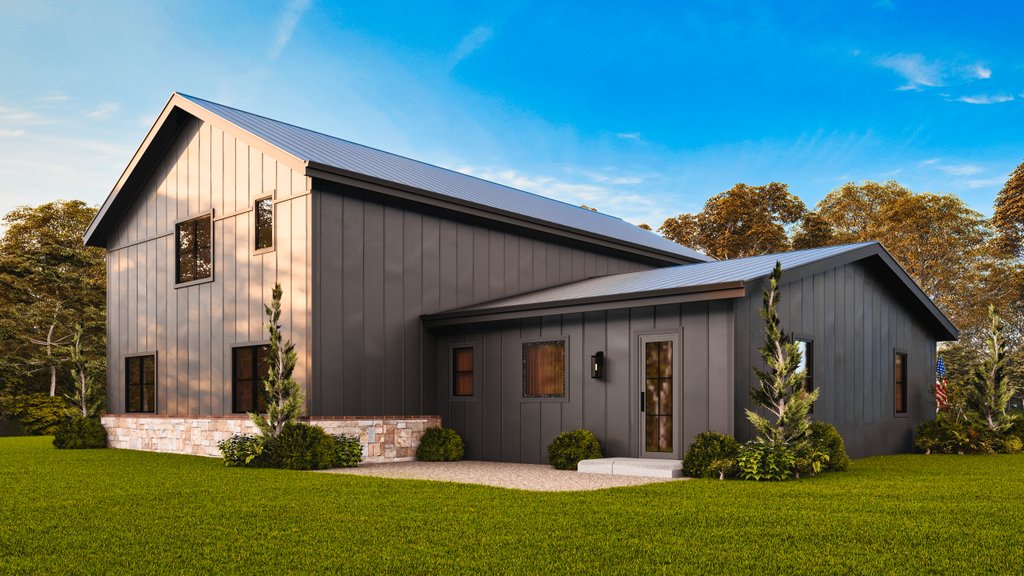 Exterior - Rear Elevation for Farmhouse House Plan #54-687 - 3 bed, 2.5 bath