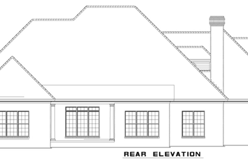 Home Plan - Exterior - Rear Elevation for European House Plan #17-587 - 4 bed, 3.5 bath