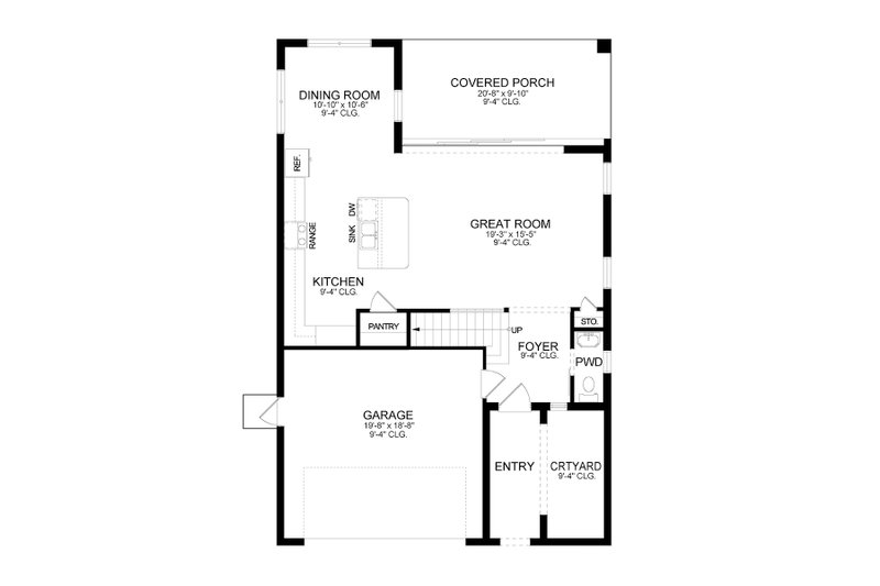 House Blueprint - Floor Plan - Main Floor for European House Plan #1058-187 - 3 bed, 2.5 bath