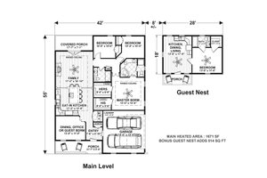 Floor Plan - Main Floor for Craftsman House Plan #56-705 - 3 bed, 2 bath