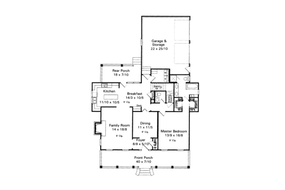 Floor Plan - Main Floor for Country House Plan #41-143 - 3 bed, 2.5 bath