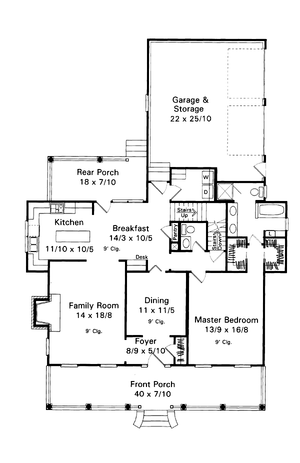 Architectural House Design - Country Floor Plan - Main Floor Plan #41-143