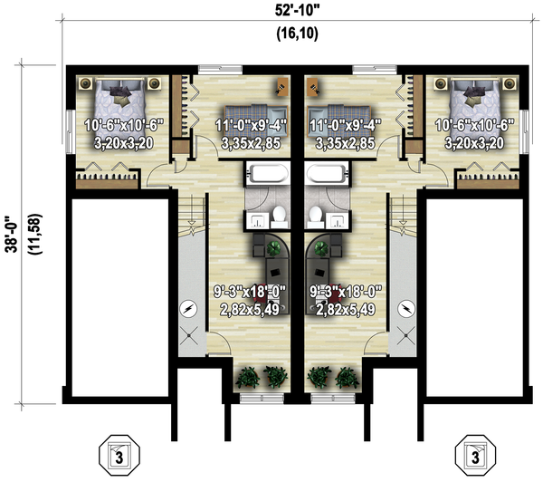 Contemporary Floor Plan - Lower Floor Plan #25-4611