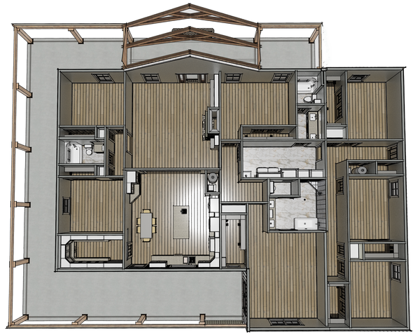 Architectural House Design - Floor Plan - Main Floor 1 for Farmhouse House Plan #44-317 - 7 bed, 3 bath