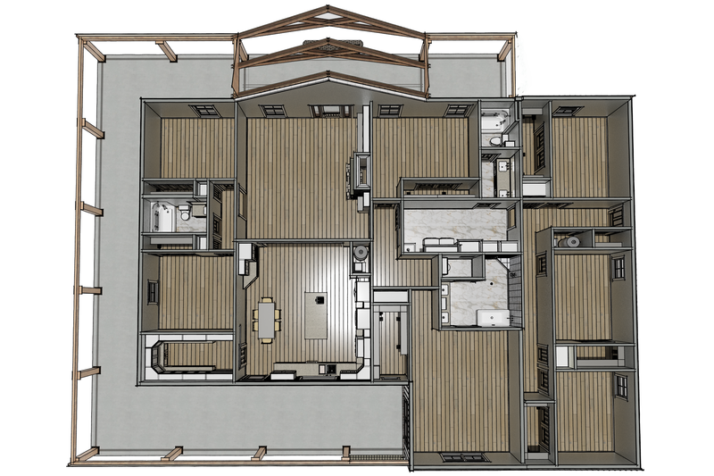 Architectural House Design - Floor Plan - Main Floor 1 for Farmhouse House Plan #44-317 - 7 bed, 3 bath