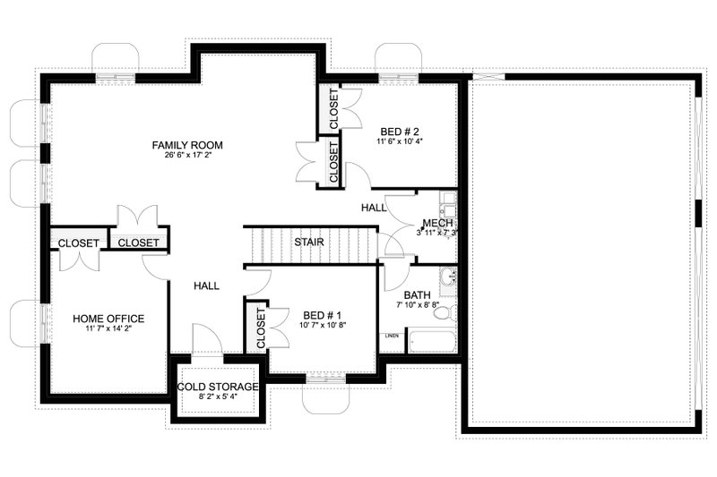 Home Plan - Floor Plan - Lower Floor for Traditional House Plan #1060-268 - 3 bed, 2.5 bath