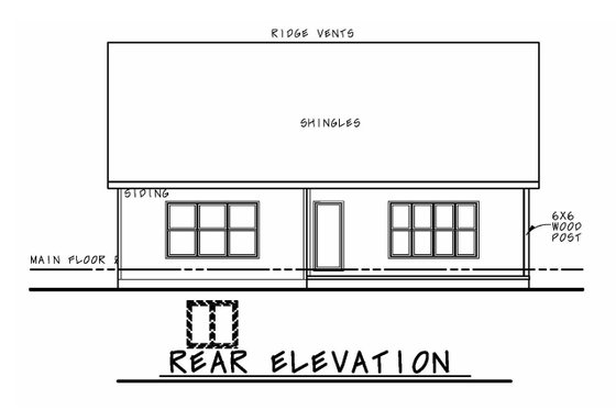 Exterior - Rear Elevation for Tudor House Plan #20-2447 - 2 bed, 2 bath