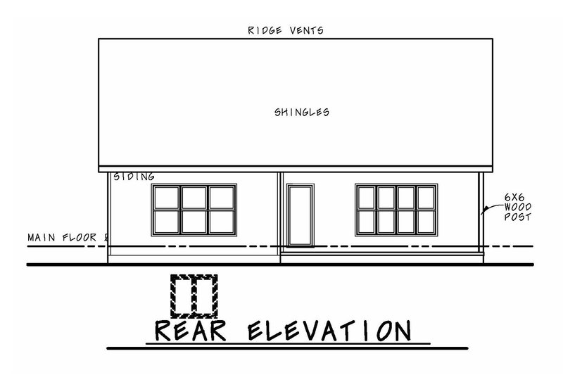 Home Plan - Exterior - Rear Elevation for Tudor House Plan #20-2447 - 2 bed, 2 bath
