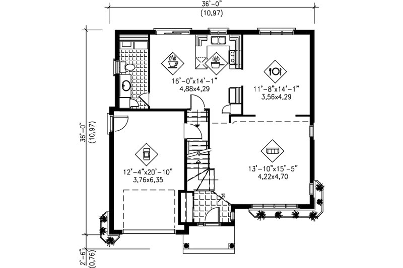 Home Plan - Floor Plan - Main Floor for European House Plan #25-2082 - 3 bed, 2.5 bath