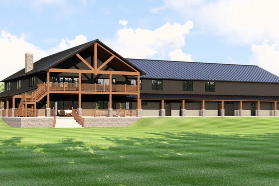 Exterior - Rear Elevation for Barndominium House Plan #1064-384 - 6 bed, 6.5 bath