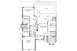 Floor Plan - Main Floor for Mediterranean House Plan #76-118 - 3 bed, 2.5 bath