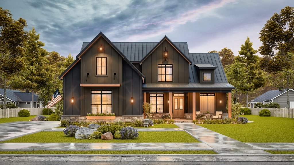 Exterior - Front Elevation 8 for Farmhouse House Plan #119-433 - 3 bed, 3.5 bath