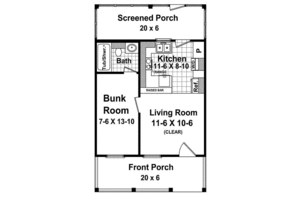 Floor Plan - Main Floor for Cottage House Plan #21-205 - 1 bed, 1 bath