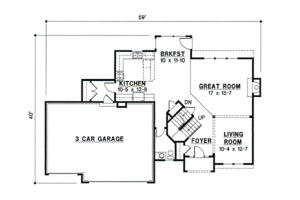 Floor Plan - Main Floor for Traditional House Plan #67-499 - 4 bed, 2.5 bath