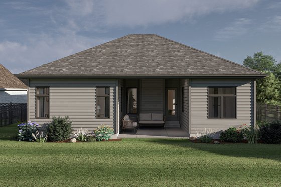 Exterior - Rear Elevation 1 for Traditional House Plan #455-202 - 2 bed, 2 bath