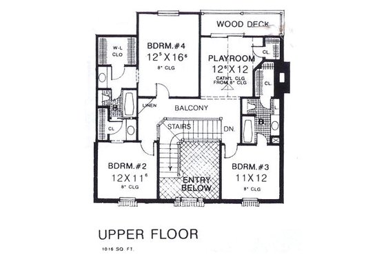 Floor Plan - Upper Floor for Colonial House Plan #310-902 - 4 bed, 3.5 bath
