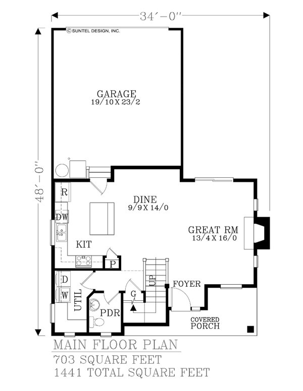 Craftsman Floor Plan - Main Floor Plan #53-730