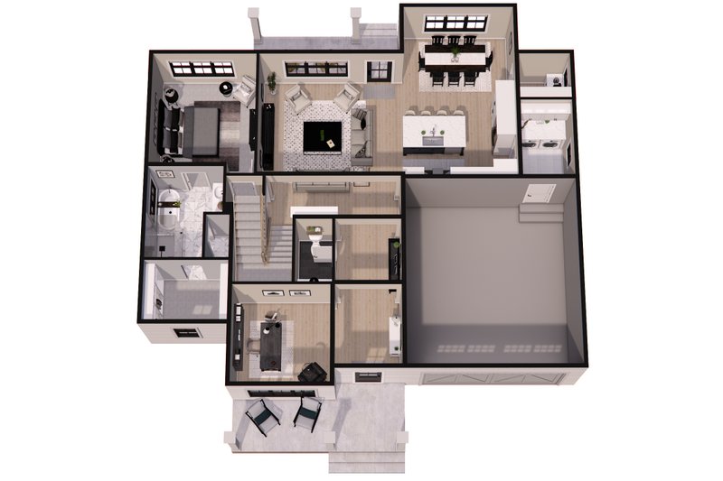 House Design - Floor Plan - Main Floor 1 for Farmhouse House Plan #51-1360 - 4 bed, 3.5 bath