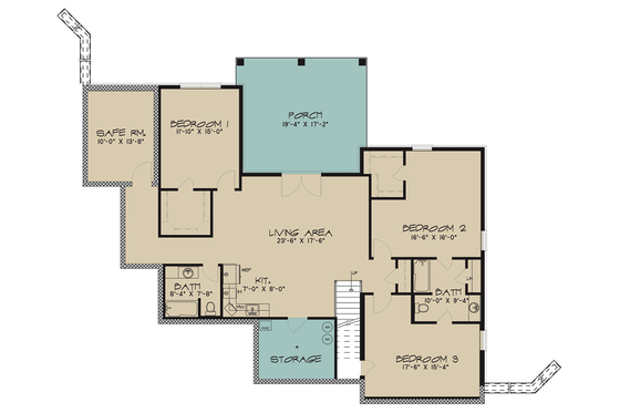 Floor Plan - Lower Floor for Craftsman House Plan #923-72 - 4 bed, 3.5 bath