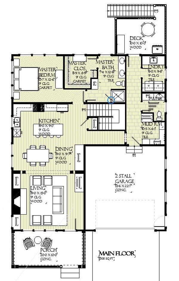 Architectural House Design - Ranch Floor Plan - Main Floor Plan #901-157