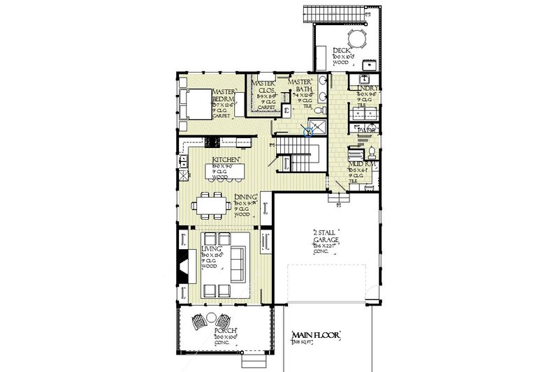 Dream House Plan - Floor Plan - Main Floor for Ranch House Plan #901-157 - 3 bed, 2.5 bath