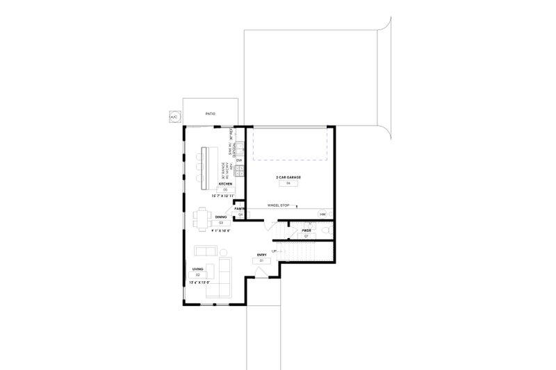 Home Plan - Floor Plan - Main Floor for Modern House Plan #1129-13 - 3 bed, 2.5 bath