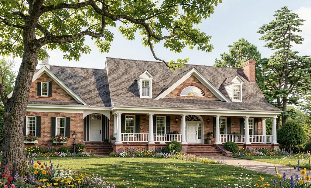Exterior - Front Elevation 2 for Classical House Plan #137-132 - 3 bed, 3.5 bath
