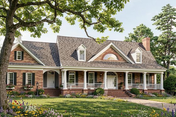 Exterior - Front Elevation for Classical House Plan #137-132 - 3 bed, 3.5 bath