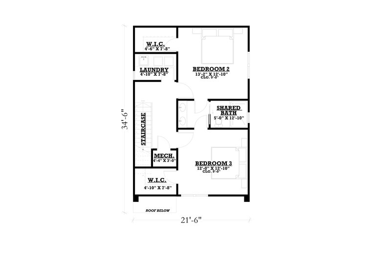 House Plan Design - Floor Plan - Upper Floor for Modern House Plan #1112-5 - 3 bed, 2.5 bath