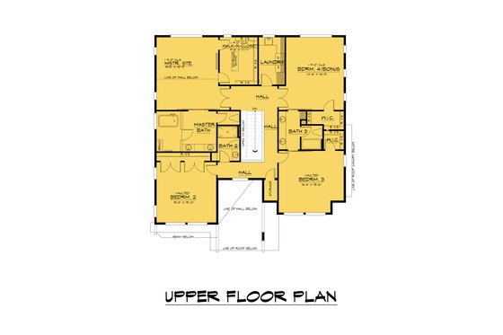 Floor Plan - Upper Floor for Contemporary House Plan #1066-209 - 4 bed, 4 bath