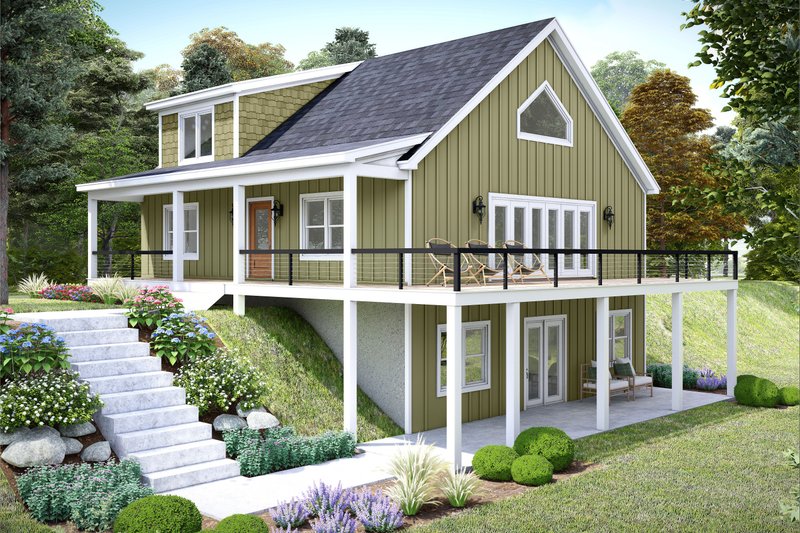 House Blueprint - Country Exterior - Front Elevation Plan #932-1396