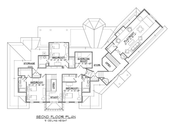 Architectural House Design - Classical Floor Plan - Upper Floor Plan #1054-66