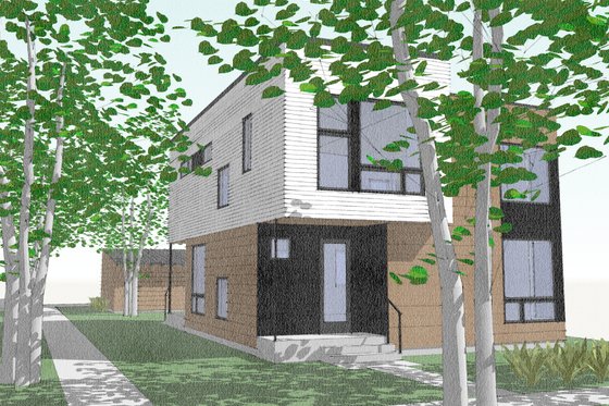 Exterior - Front Elevation for Modern House Plan #909-2 - 3 bed, 2.5 bath