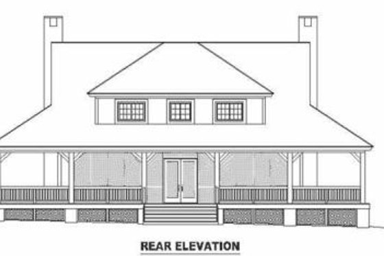 Exterior - Rear Elevation for Country House Plan #81-106 - 3 bed, 2.5 bath
