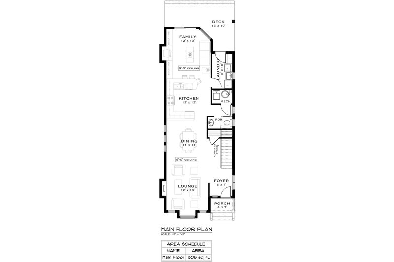 Architectural House Design - Floor Plan - Main Floor for Cottage House Plan #1101-5 - 3 bed, 2.5 bath